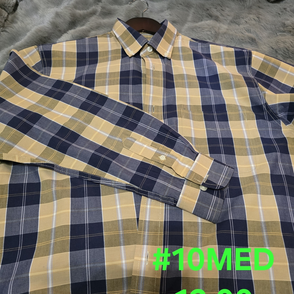 Haggar Men's Casual Plaid Shirt in Blue and Yellow